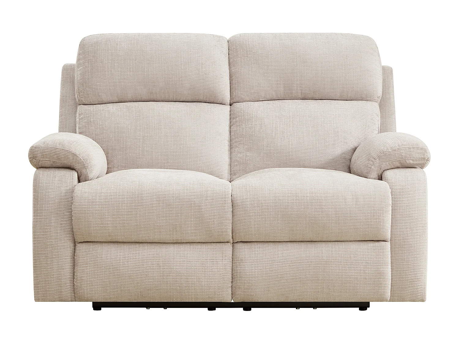 Canapé 2 places relax électrique massant en tissu chenille beige KOCENI