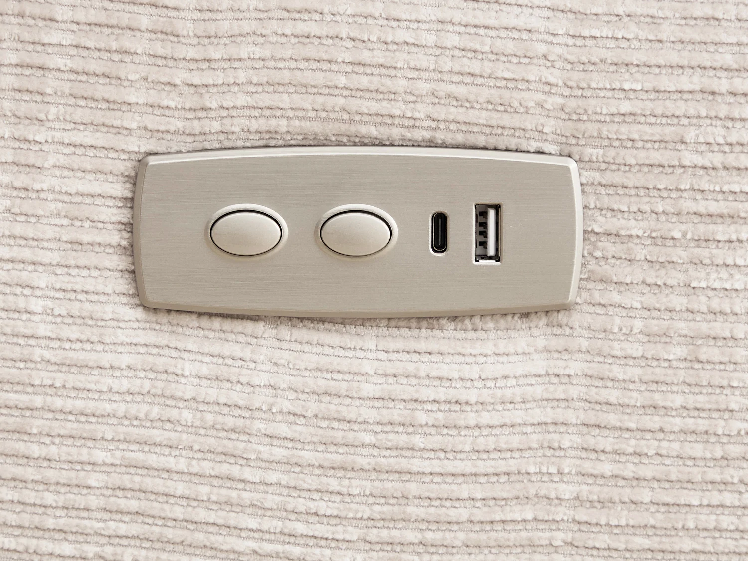 Canapé 2 places relax électrique massant en tissu chenille beige KOCENI