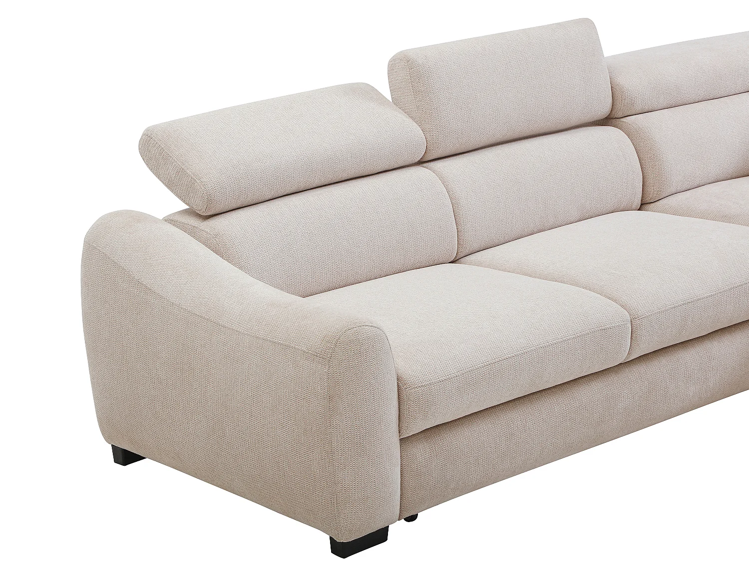 Canapé d'angle droit convertible en tissu texturé beige BESEMA