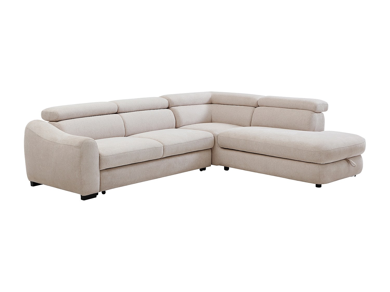 Ecksofa mit Schlaffunktion - Ecke rechts - Textilstruktur - Beige - BESEMA günstig online kaufen