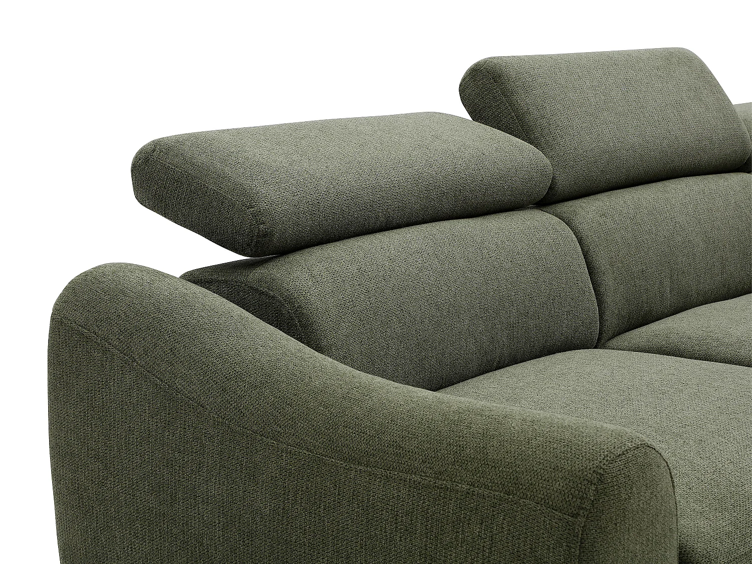 Canapé d'angle droit convertible en tissu texturé vert BESEMA