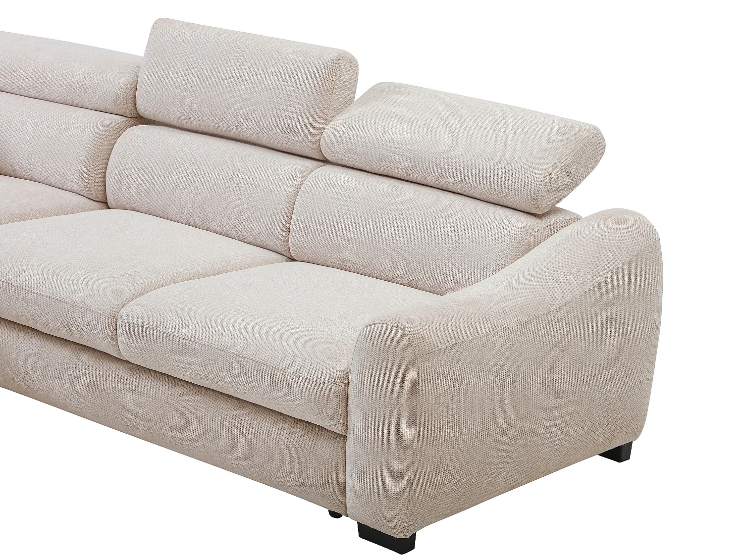 Canapé d'angle gauche convertible en tissu texturé beige BESEMA