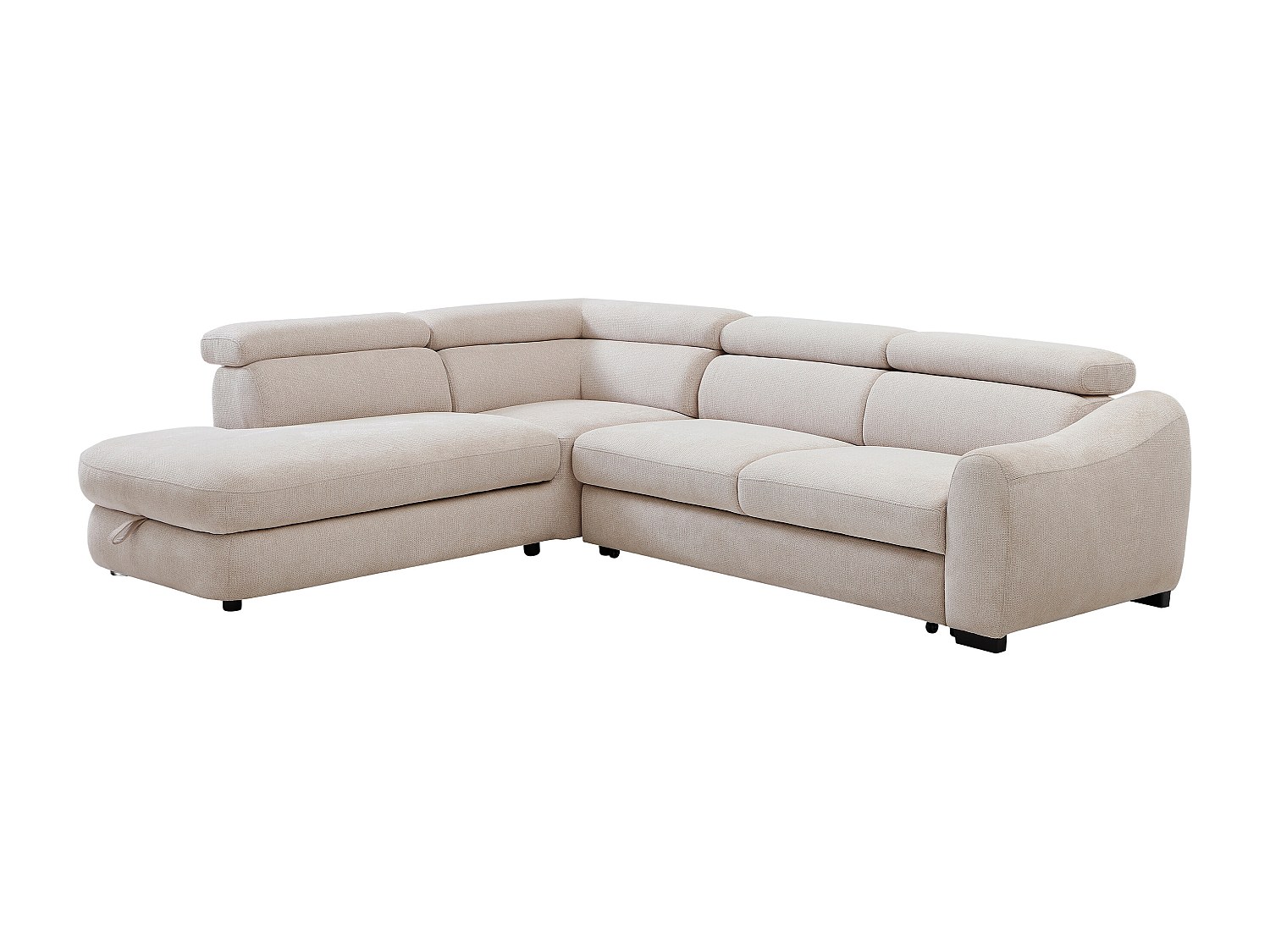 Ecksofa mit Schlaffunktion - Ecke links - Textilstruktur - Beige - BESEMA günstig online kaufen