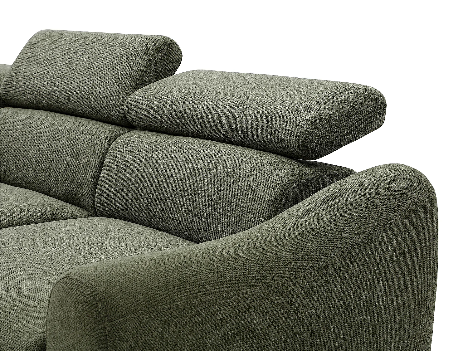 Canapé d'angle gauche convertible en tissu texturé vert BESEMA