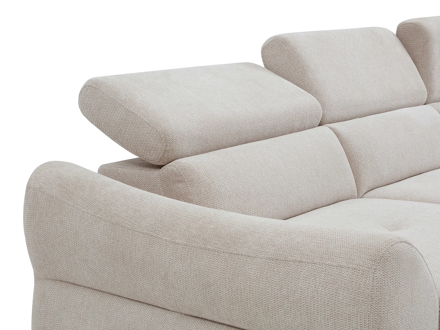 Canapé d'angle droit convertible en tissu texturé beige VAVERDO