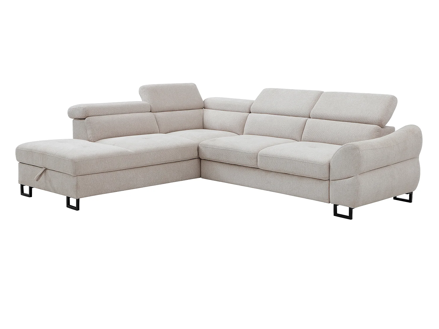 Canapé d'angle gauche convertible en tissu texturé beige VAVERDO