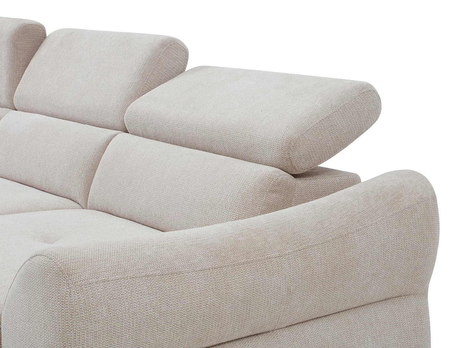 Canapé d'angle gauche convertible en tissu texturé beige VAVERDO