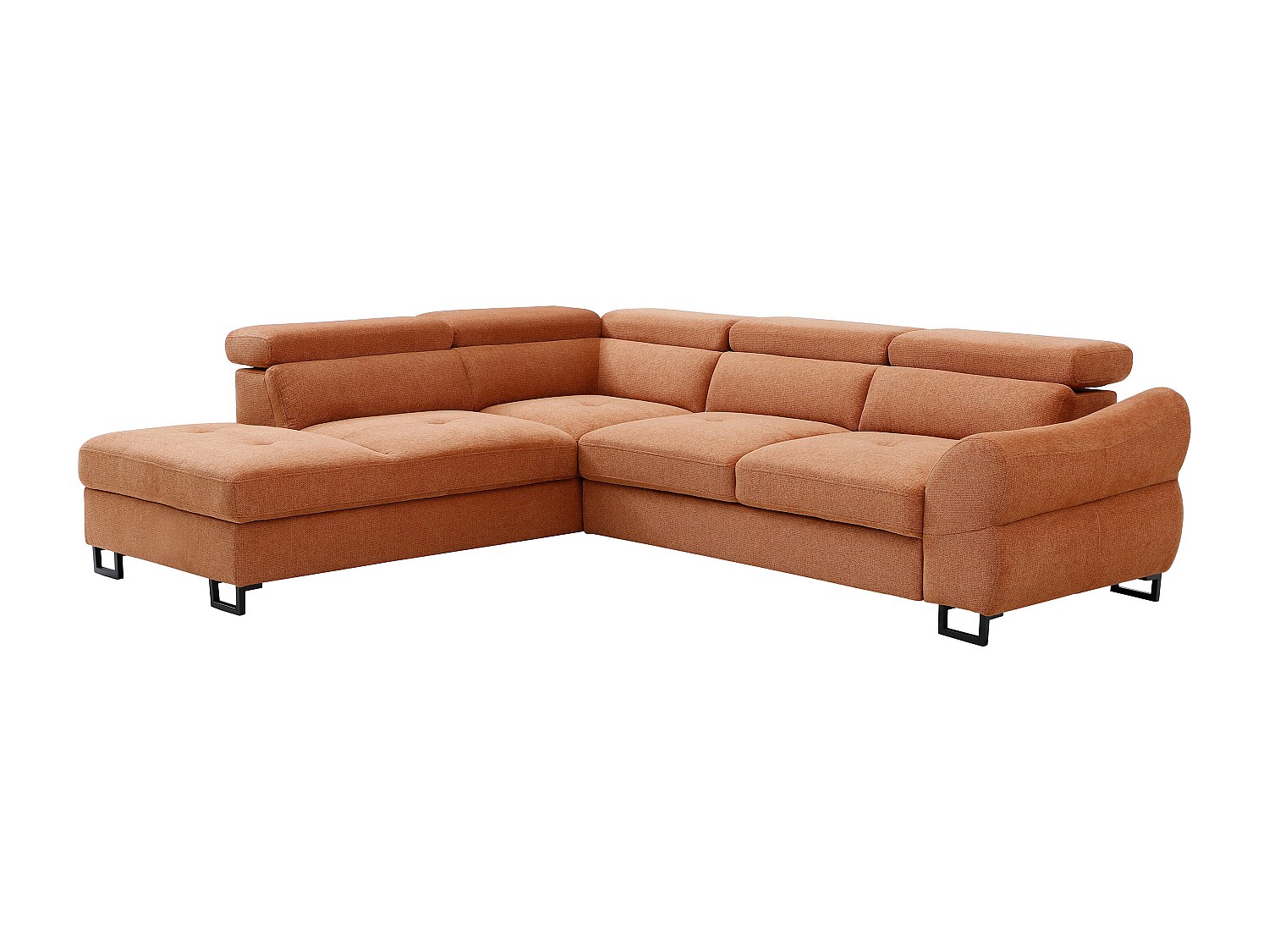 Ecksofa mit Schlaffunktion – Ecke links – Strukturstoff Terracotta – VAVERD günstig online kaufen