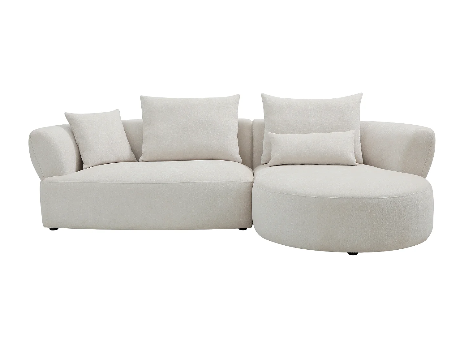 Canapé d'angle droit en tissu chenille beige CUSAVA de Maison Céphy