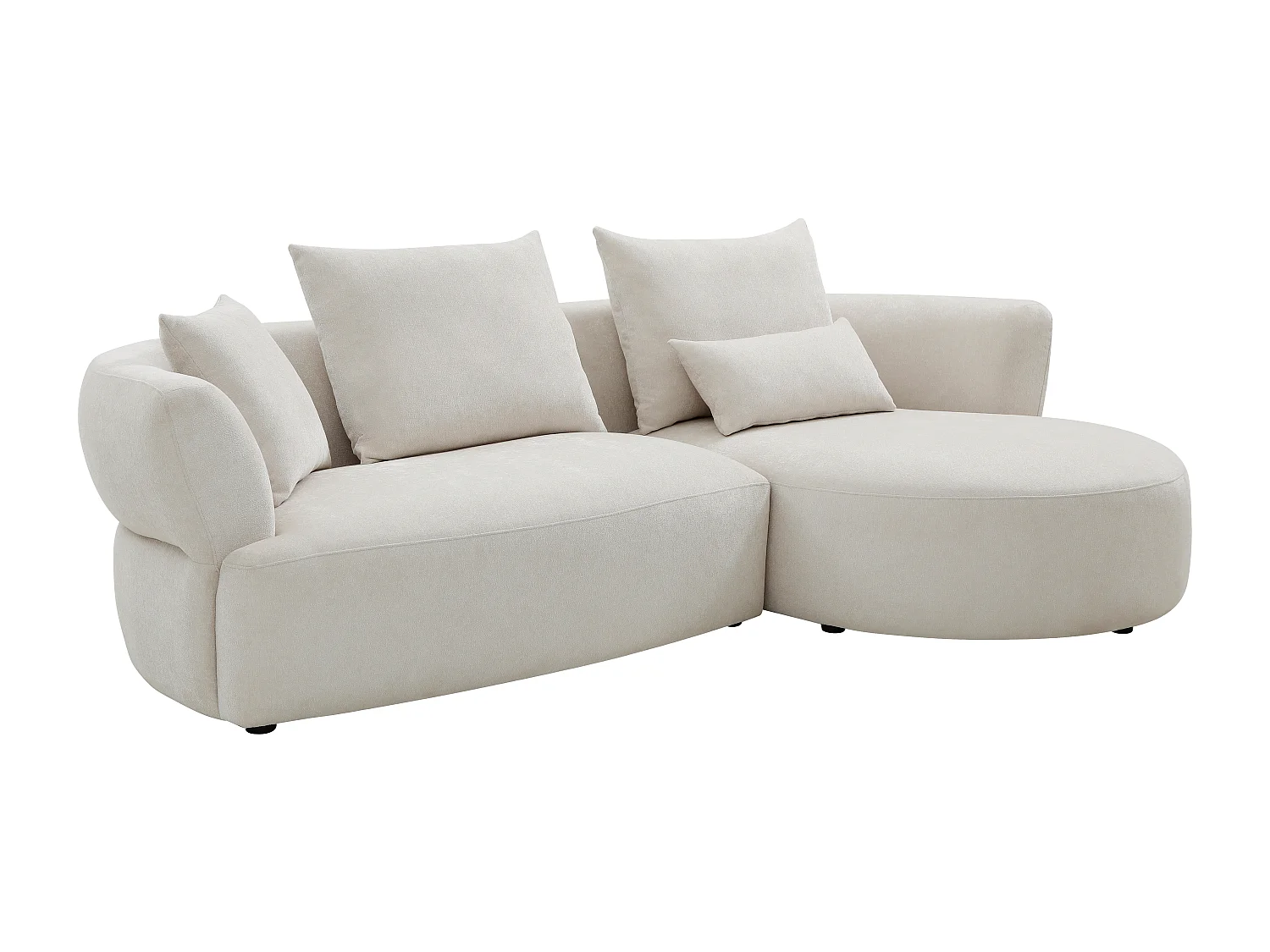 Canapé d'angle droit en tissu chenille beige CUSAVA de Maison Céphy