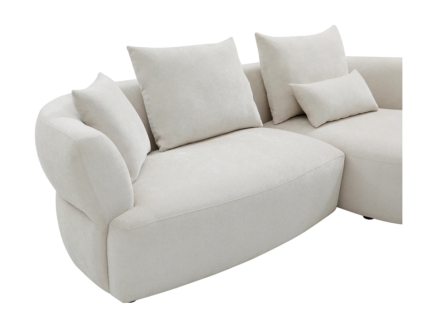 Canapé d'angle droit en tissu chenille beige CUSAVA de Maison Céphy