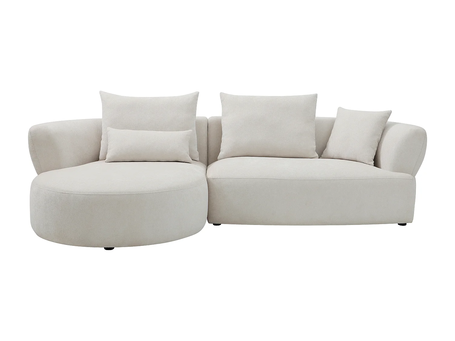 Canapé d'angle gauche en tissu chenille beige CUSAVA de Maison Céphy