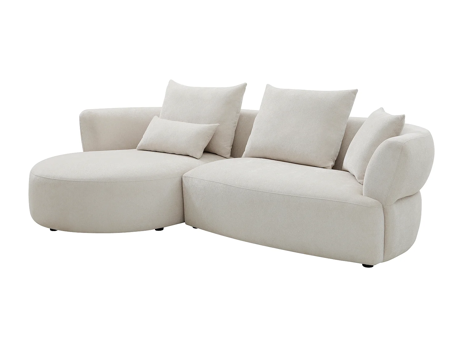 Canapé d'angle gauche en tissu chenille beige CUSAVA de Maison Céphy