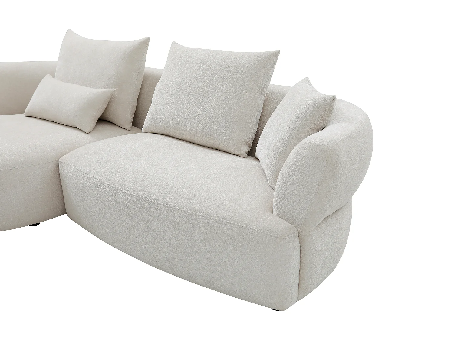 Canapé d'angle gauche en tissu chenille beige CUSAVA de Maison Céphy