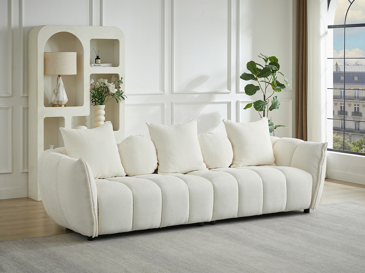 4-sits soffa i beige texturerat tyg GONOLON