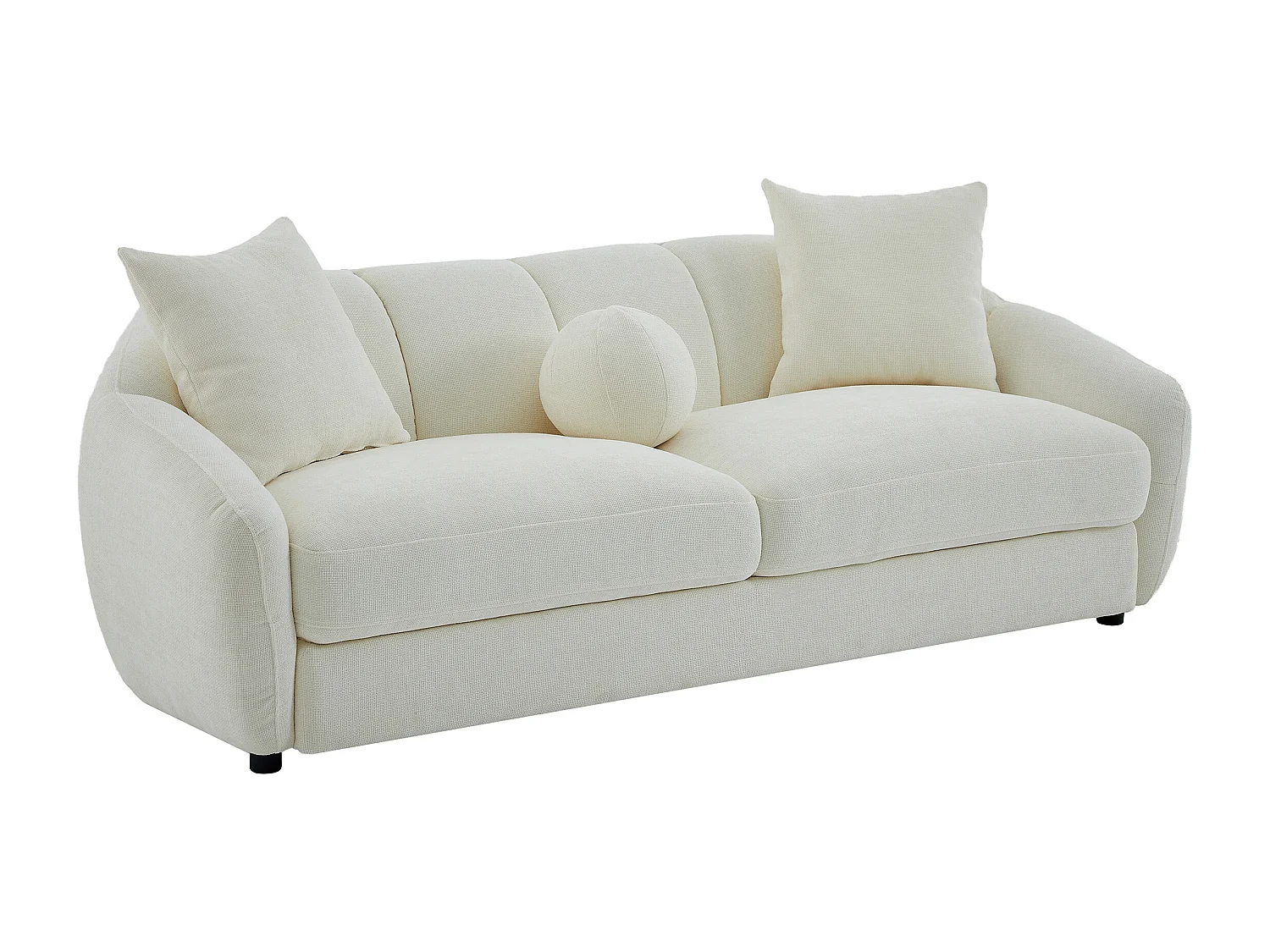 Canapé 3 places en tissu texturé ivoire NAFEKI