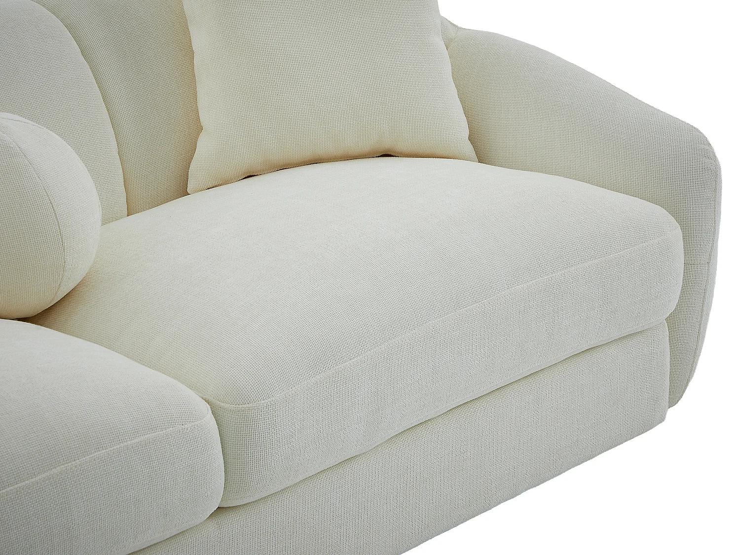 Canapé 2 places en tissu texturé ivoire NAFEKI