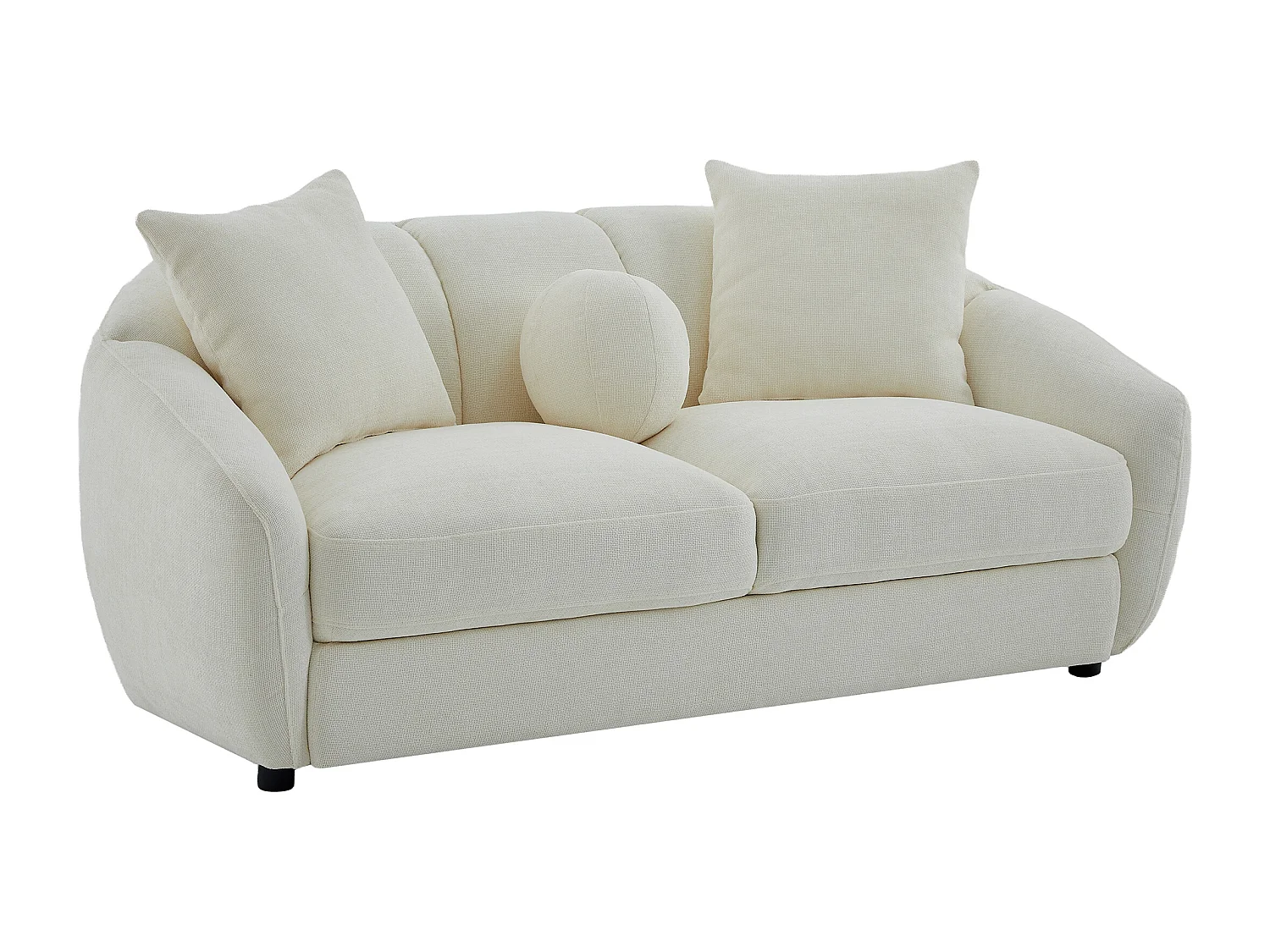 Canapé 2 places en tissu texturé ivoire NAFEKI