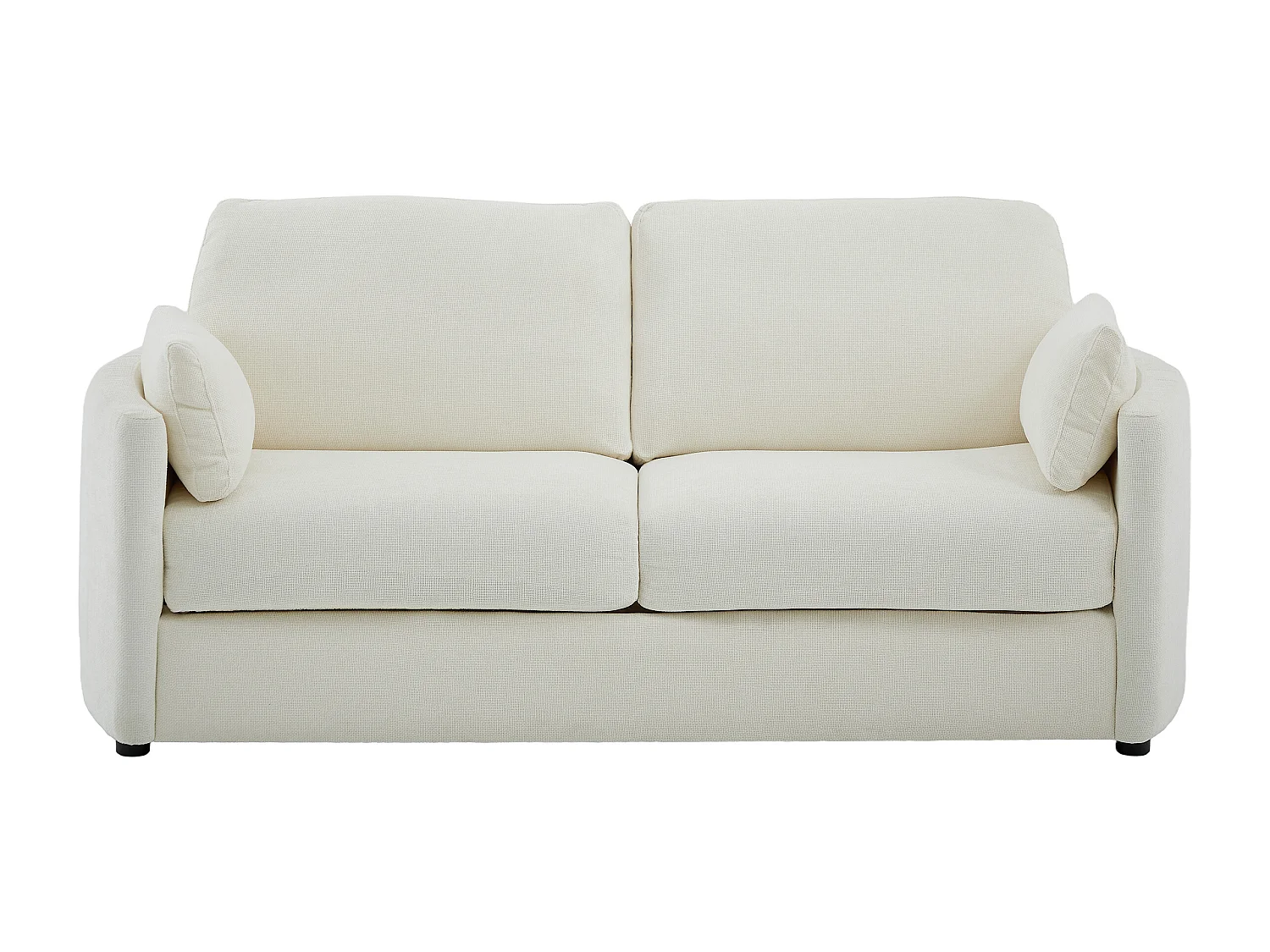 Canapé 3 places convertible express  - Couchage 140 cm - Matelas 12 cm mémoire de forme en tissu texturé beige BAGOMI