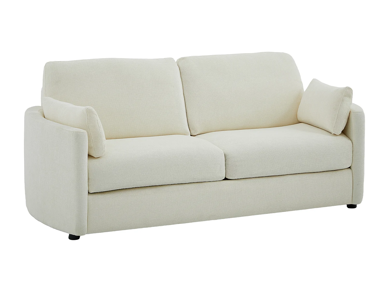 Canapé 3 places convertible express  - Couchage 140 cm - Matelas 12 cm mémoire de forme en tissu texturé beige BAGOMI