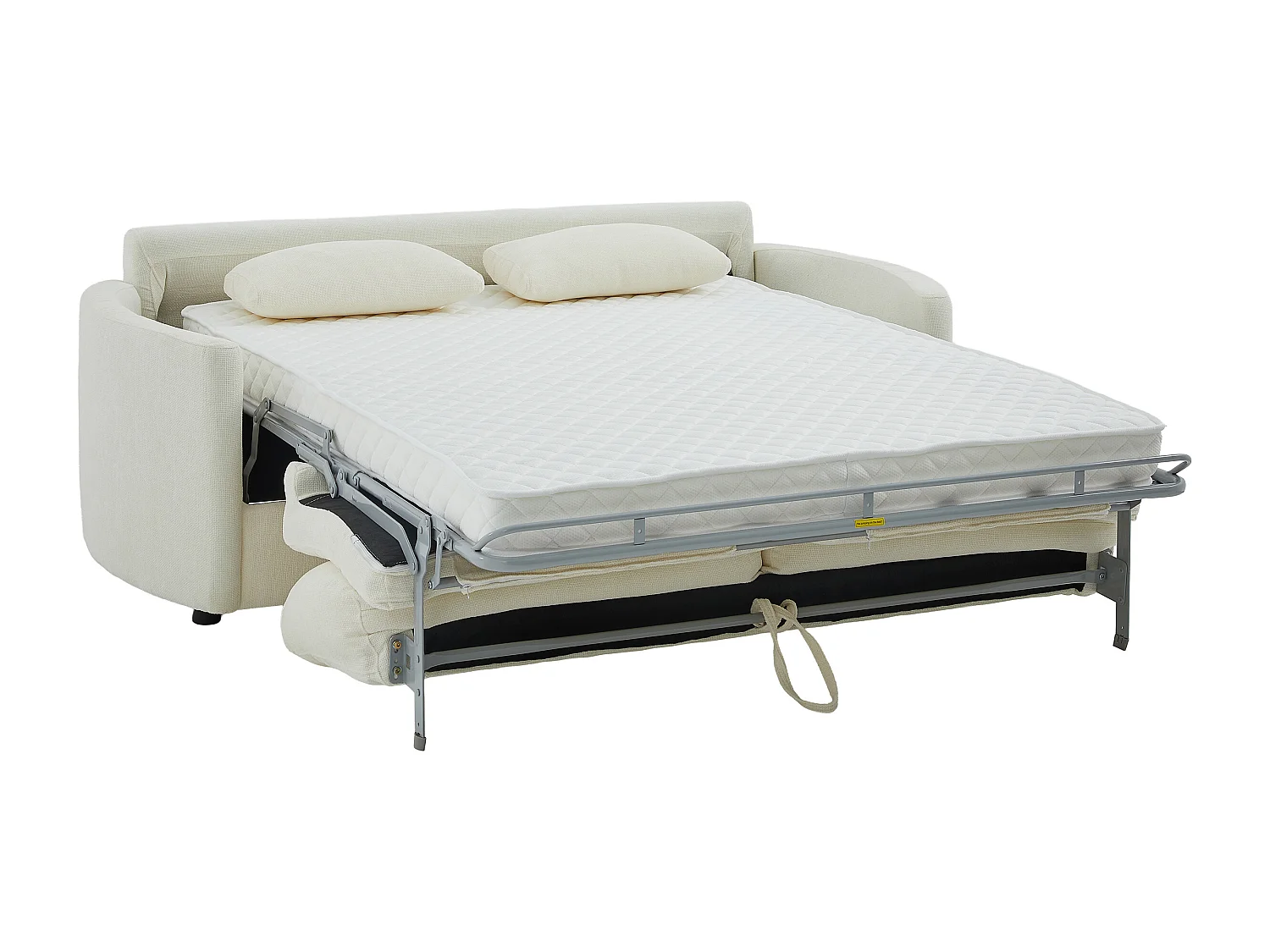 Canapé 3 places convertible express  - Couchage 140 cm - Matelas 12 cm mémoire de forme en tissu texturé beige BAGOMI