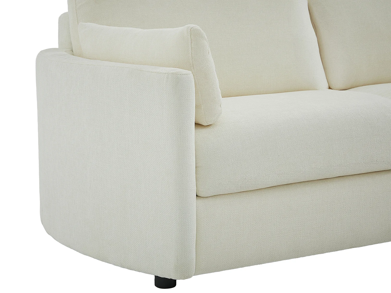 Canapé 3 places convertible express  - Couchage 140 cm - Matelas 12 cm mémoire de forme en tissu texturé beige BAGOMI