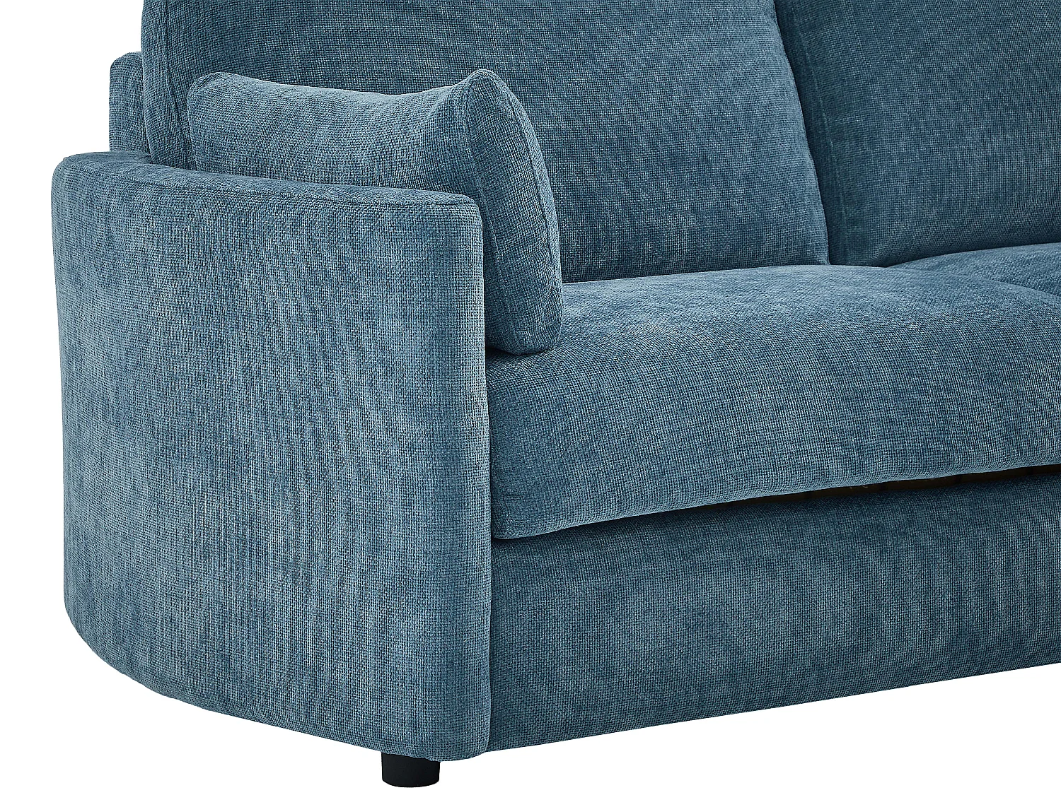 Canapé 3 places convertible express  - Couchage 140 cm - Matelas 12 cm  mémoire de forme en tissu texturé bleu BAGOMI