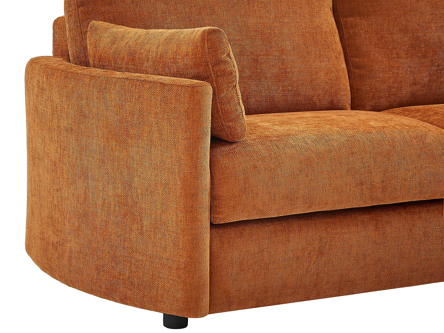 Canapé 3 places convertible express  - Couchage 140 cm - Matelas 12 cm mémoire de forme en tissu texturé terracotta BAGOMI