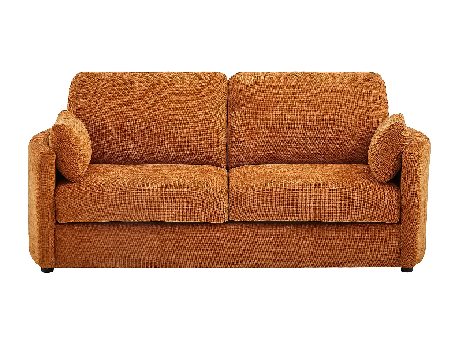 Canapé 3 places convertible express  - Couchage 140 cm - Matelas 12 cm mémoire de forme en tissu texturé terracotta BAGOMI