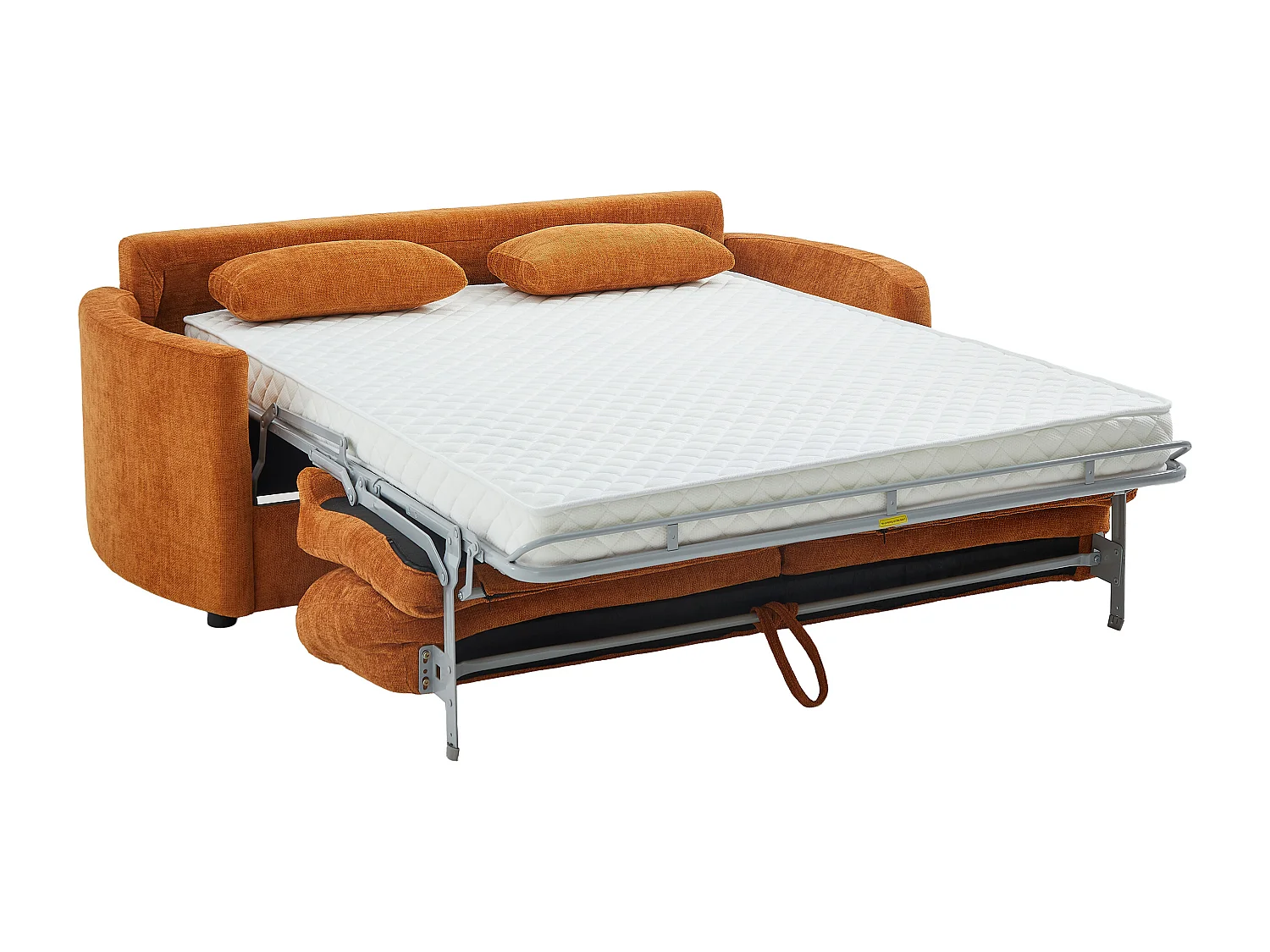 Canapé 3 places convertible express  - Couchage 140 cm - Matelas 12 cm mémoire de forme en tissu texturé terracotta BAGOMI