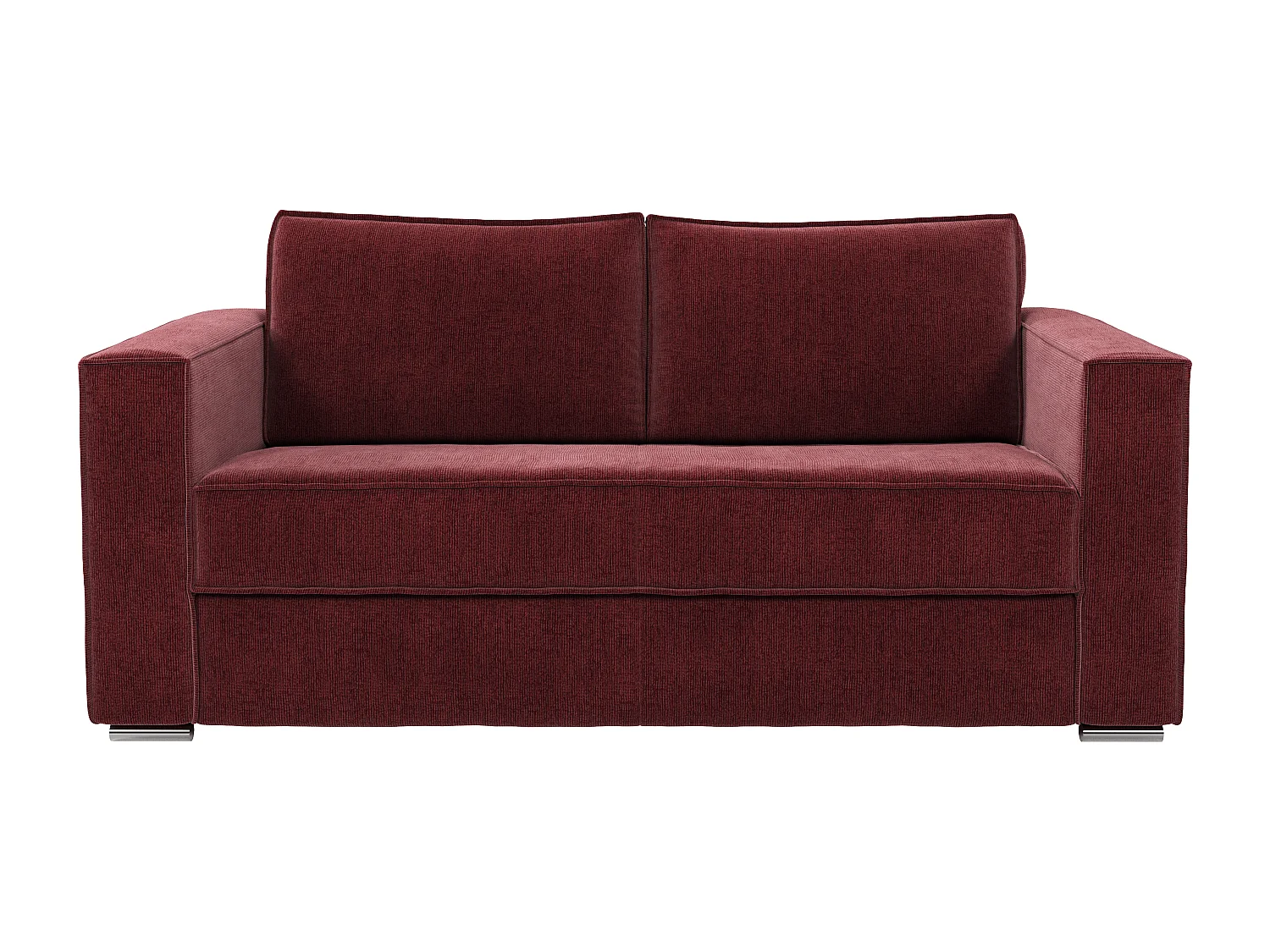 Express-vierzitsslaapbank in bordeauxrode chenille stof - Slaapoppervlak 160 cm - Matras 22 cm met traagschuim LORETO