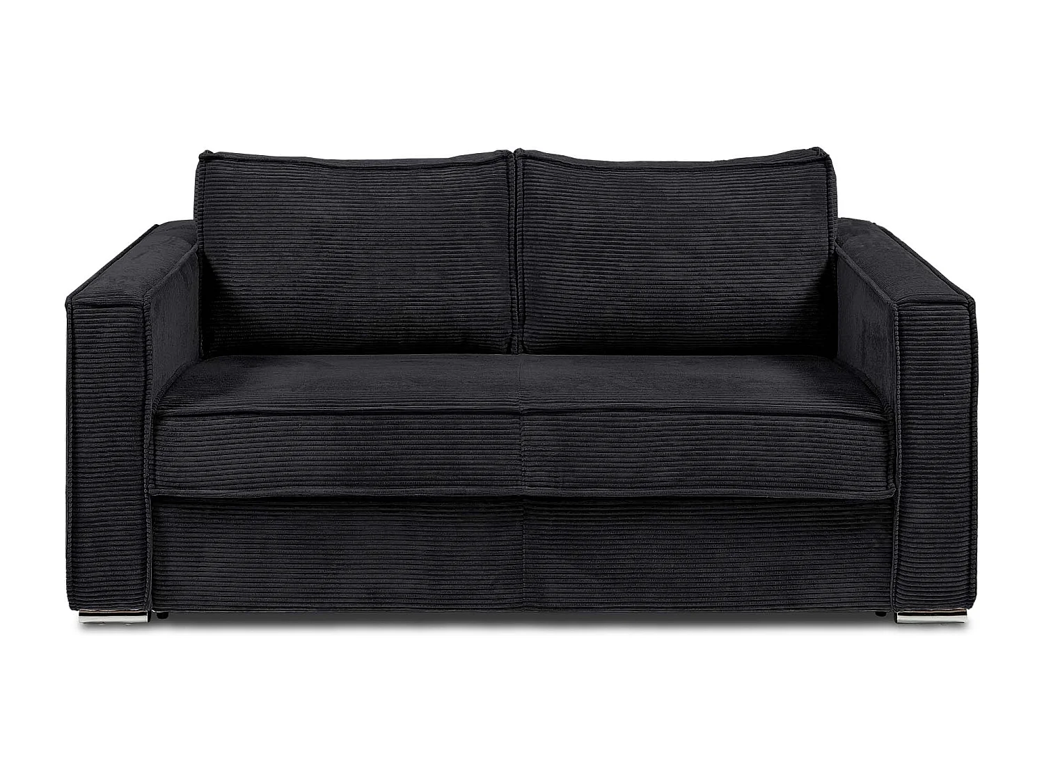 Canapé 3 places convertible express en velours côtelé noir - Couchage 140 cm - Matelas 14 cm LORETO