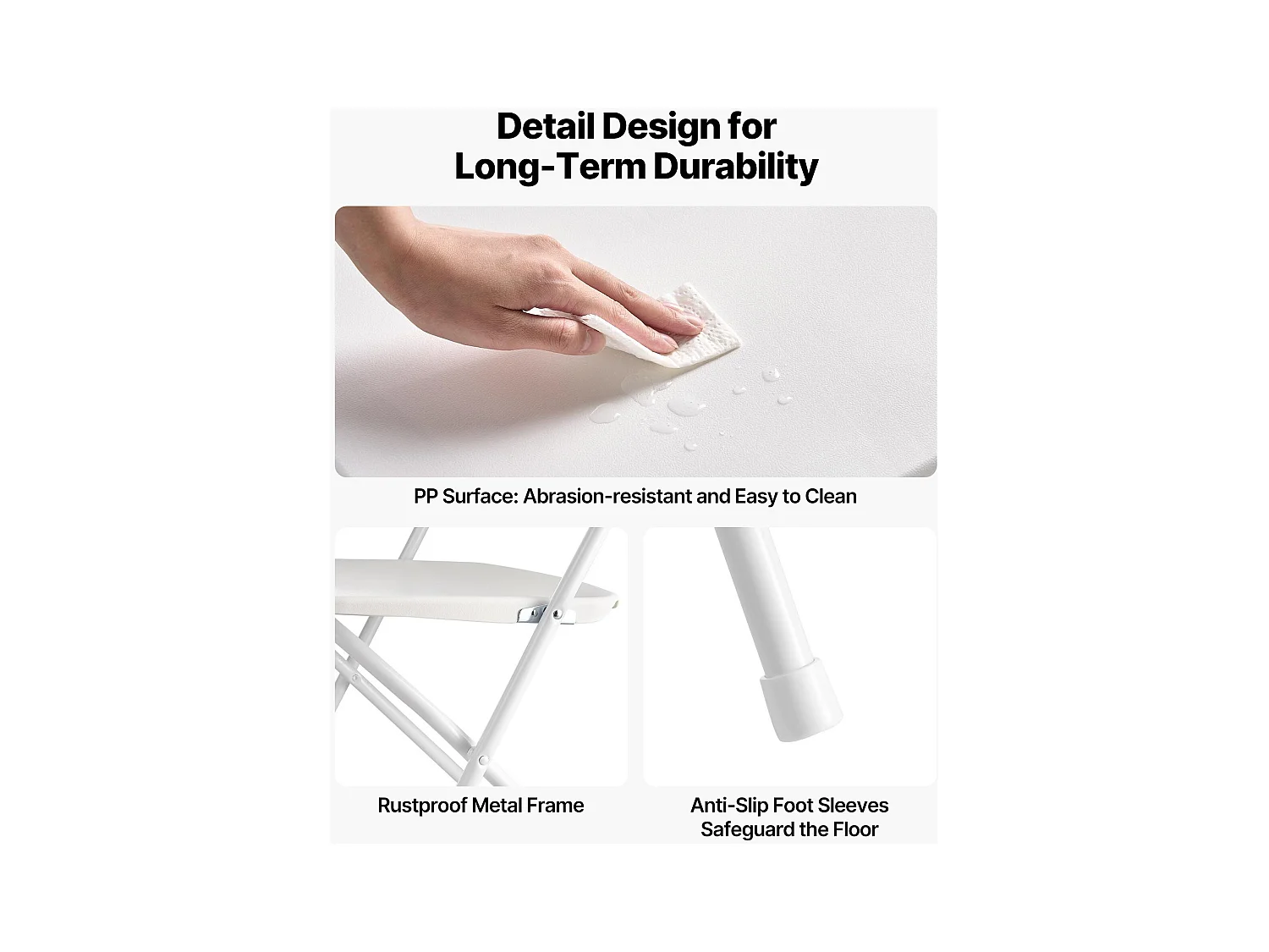 Chaises Pliables Portables SucceBuy Lot de 4, Chaises de Salle à Manger en Plastique avec Structure Métallique, Sièges Empilables Adaptés à l'Intérieur