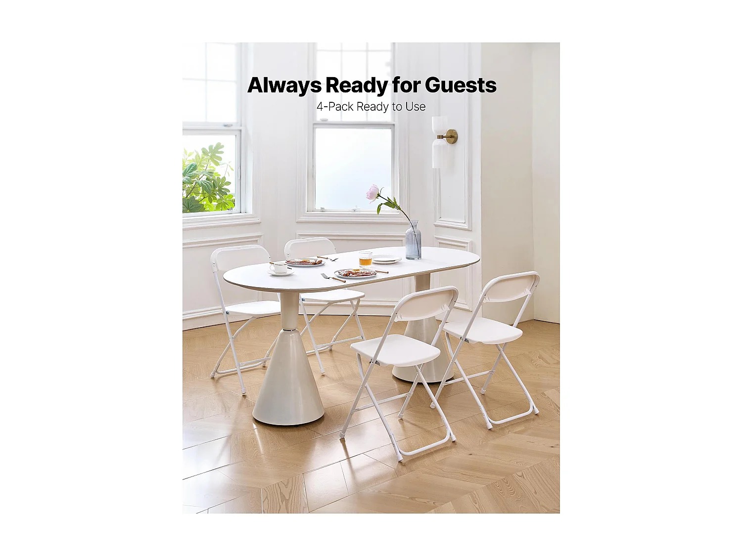 Chaises Pliables Portables SucceBuy Lot de 4, Chaises de Salle à Manger en Plastique avec Structure Métallique, Sièges Empilables Adaptés à l'Intérieur