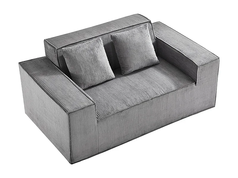 Sofá de 2 Plazas SucceBuy 160cm, Sofá Moderno en Pana con Muelles Enfundados, Cojines Cómodos para Salón, Oficina o Apartamento, Gris