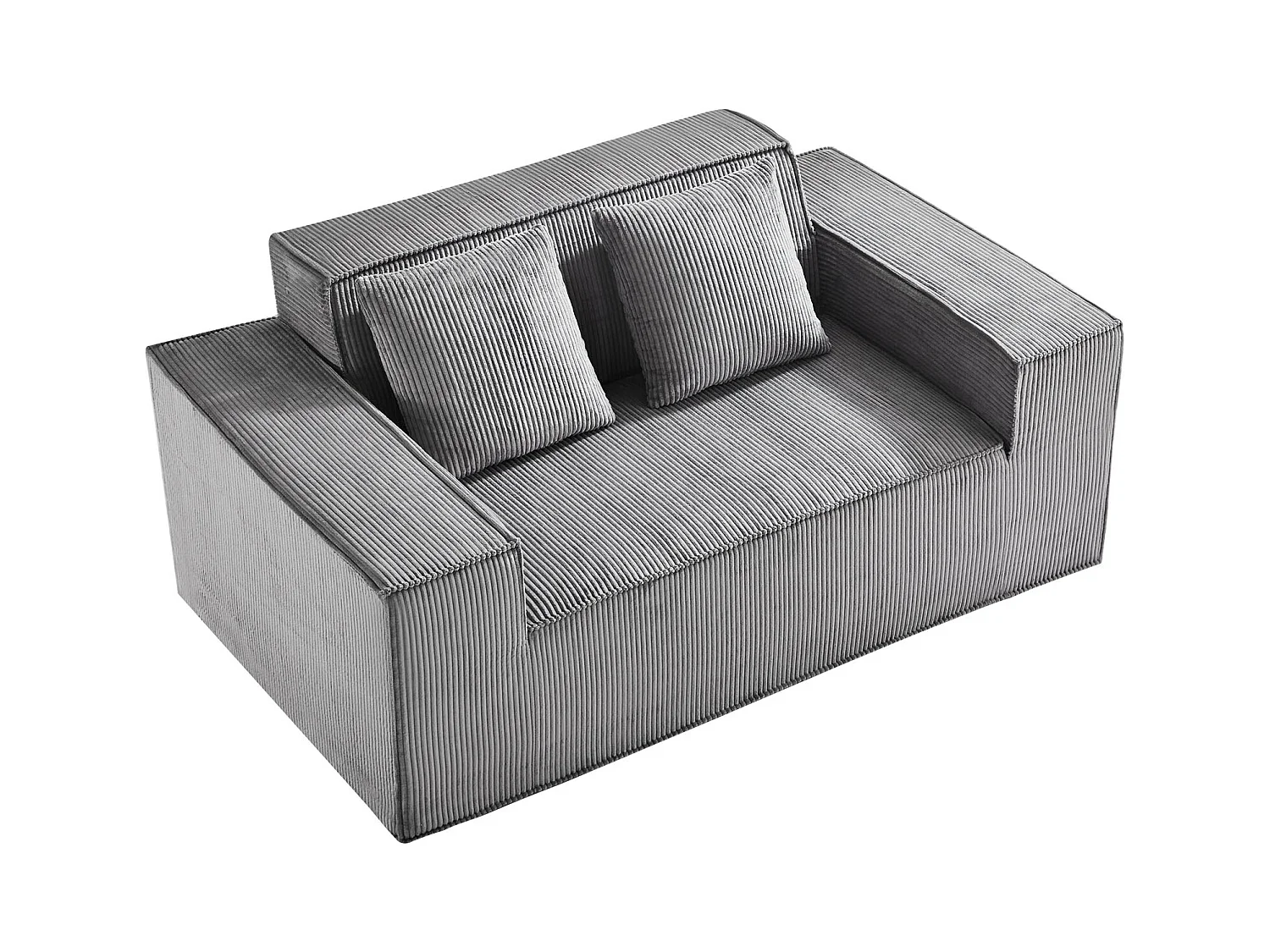 Canapé 2 Places SucceBuy 160cm, Canapé Moderne en Velours Côtelé avec Ressorts Ensachés, Coussins Confortables pour Salon, Bureau ou Appartement, Gris