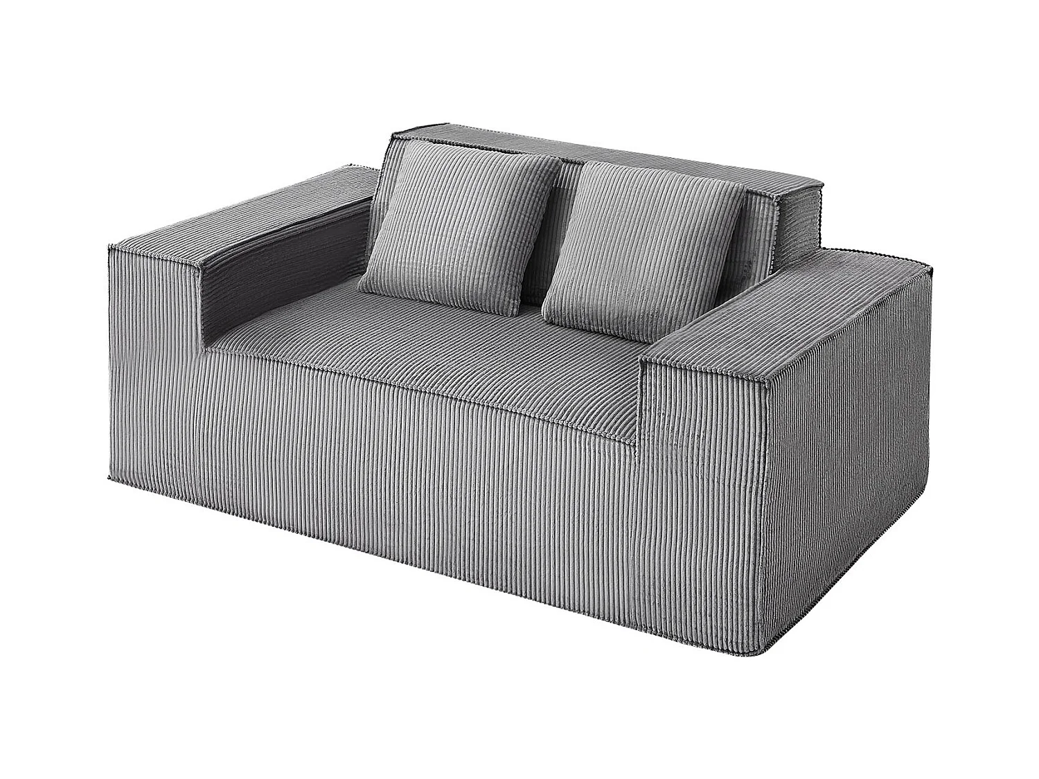 Canapé 2 Places SucceBuy 160cm, Canapé Moderne en Velours Côtelé avec Ressorts Ensachés, Coussins Confortables pour Salon, Bureau ou Appartement, Gris