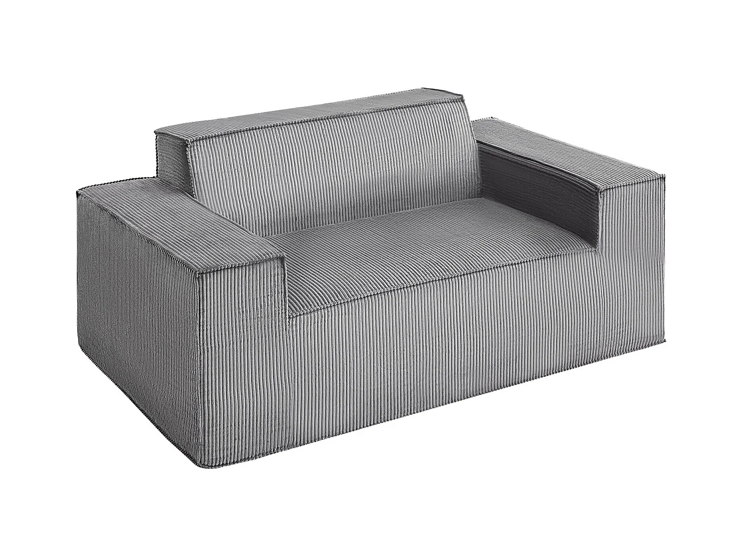 Canapé 2 Places SucceBuy 160cm, Canapé Moderne en Velours Côtelé avec Ressorts Ensachés, Coussins Confortables pour Salon, Bureau ou Appartement, Gris