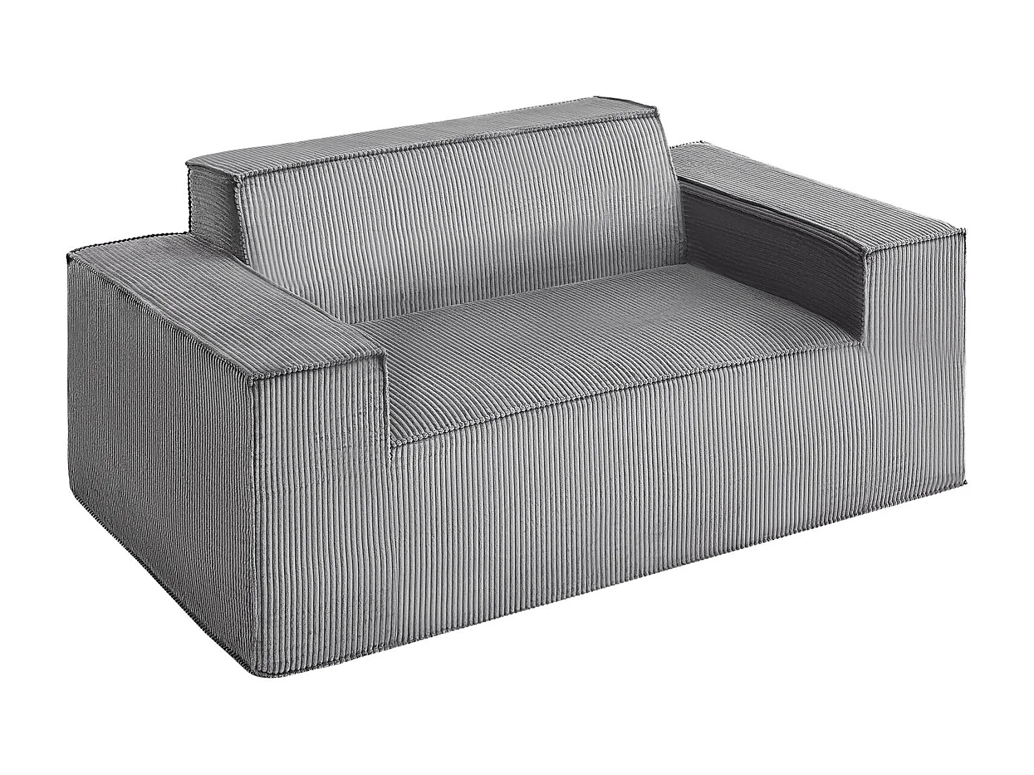 Canapé 2 Places SucceBuy 160cm, Canapé Moderne en Velours Côtelé avec Ressorts Ensachés, Coussins Confortables pour Salon, Bureau ou Appartement, Gris