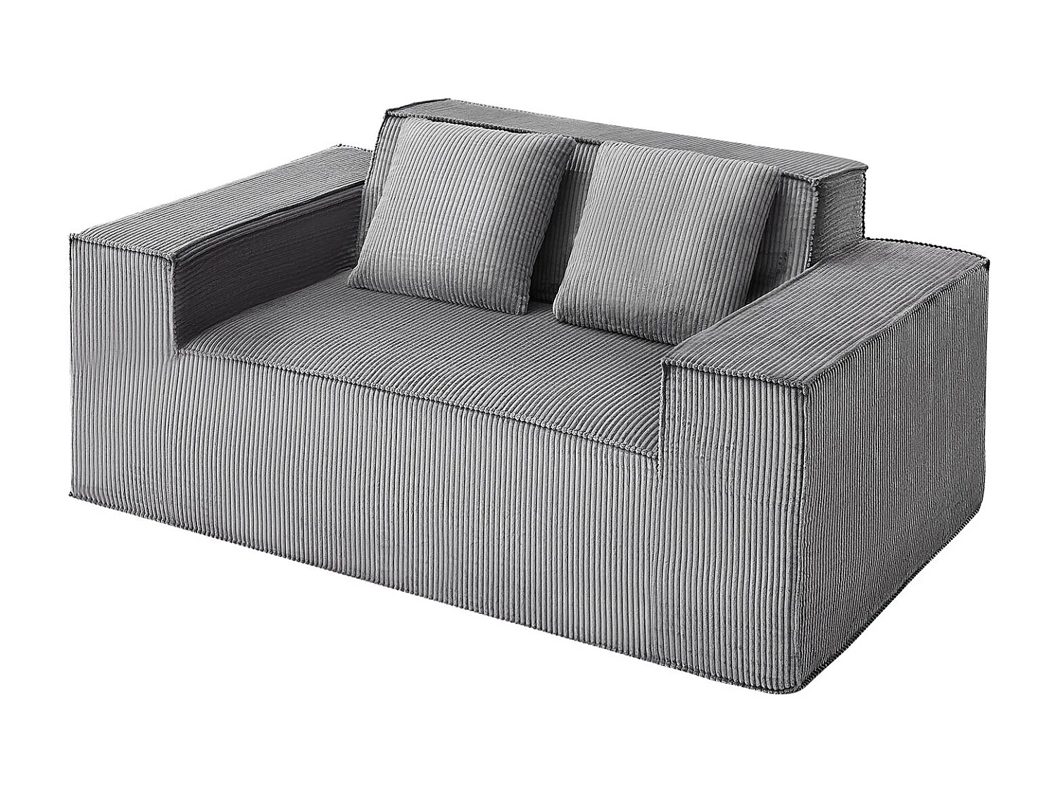 Canapé 2 Places SucceBuy 160cm, Canapé Moderne en Velours Côtelé avec Ressorts Ensachés, Coussins Confortables pour Salon, Bureau ou Appartement, Gris