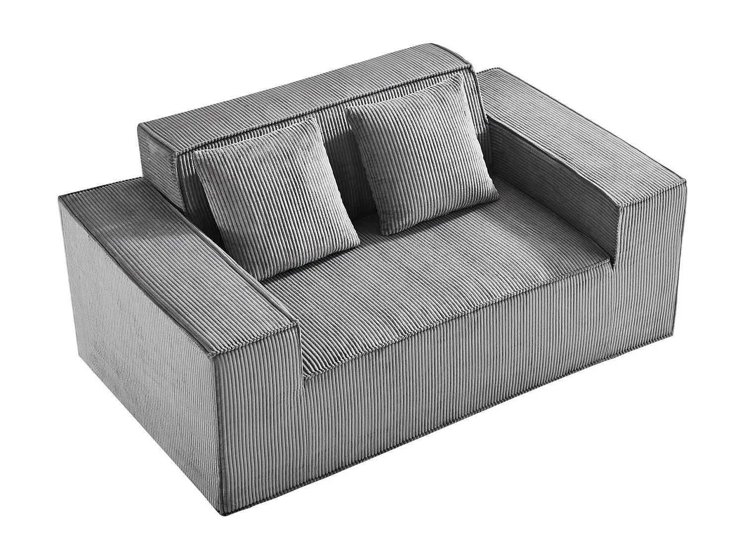 Canapé 2 Places SucceBuy 160cm, Canapé Moderne en Velours Côtelé avec Ressorts Ensachés, Coussins Confortables pour Salon, Bureau ou Appartement, Gris