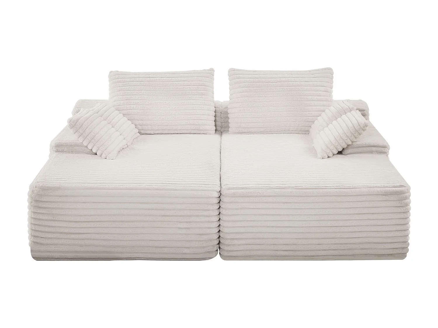 Sofá SucceBuy Chaise Longue Doble Extra Grande de 210 cm, Sofá Seccional en Pana, Sofá de Esquina Cómodo con Asiento Profundo y Cojines Mimosos