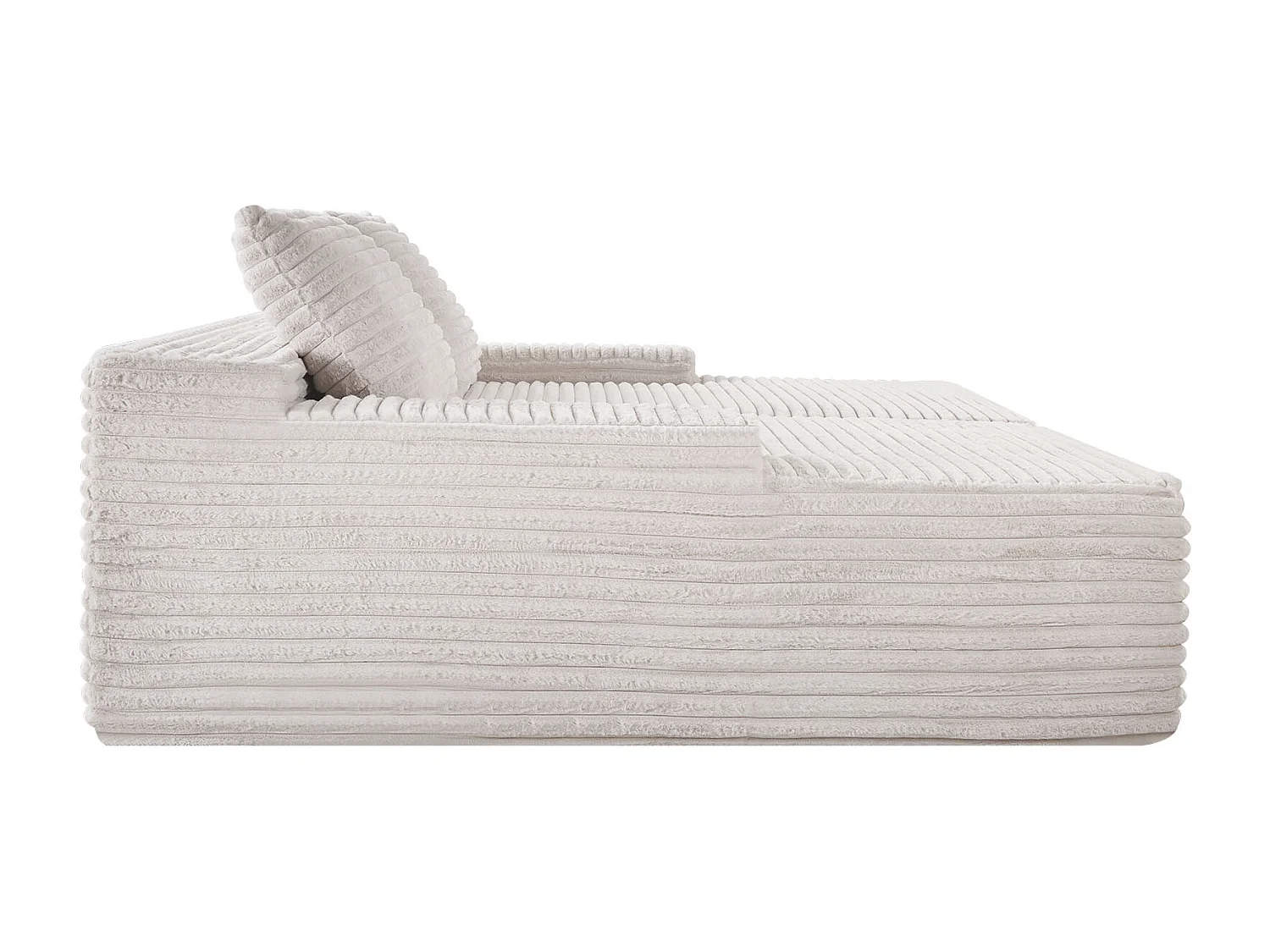 Sofá SucceBuy Chaise Longue Doble Extra Grande de 210 cm, Sofá Seccional en Pana, Sofá de Esquina Cómodo con Asiento Profundo y Cojines Mimosos