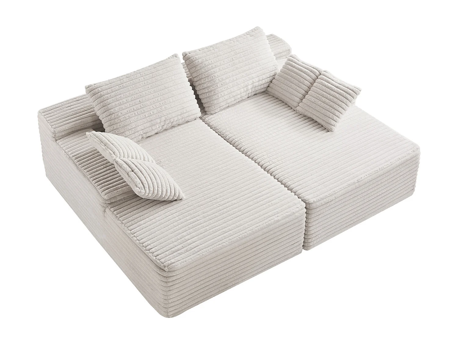 Sofá SucceBuy Chaise Longue Doble Extra Grande de 210 cm, Sofá Seccional en Pana, Sofá de Esquina Cómodo con Asiento Profundo y Cojines Mimosos