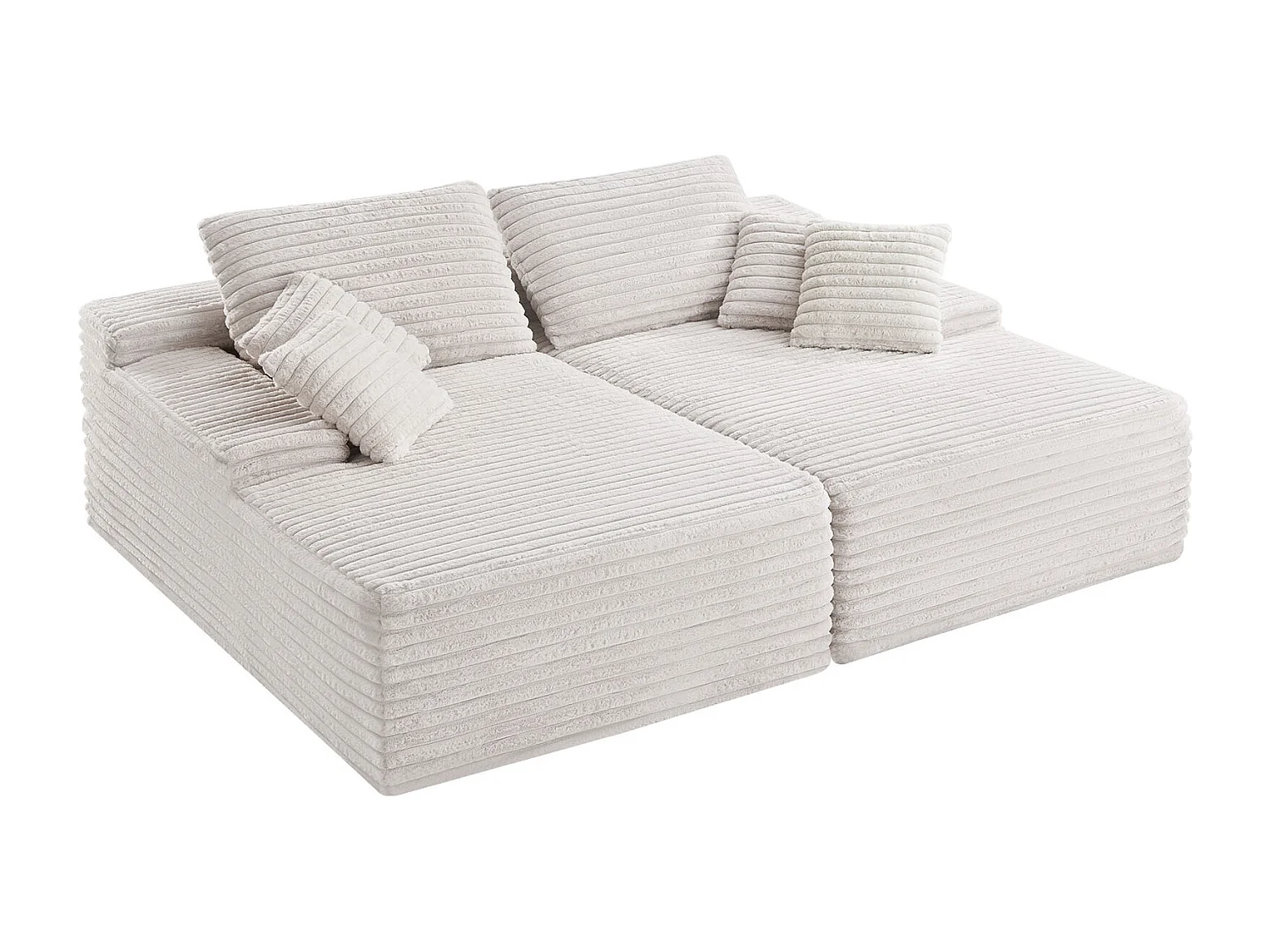 Sofá SucceBuy Chaise Longue Doble Extra Grande de 210 cm, Sofá Seccional en Pana, Sofá de Esquina Cómodo con Asiento Profundo y Cojines Mimosos