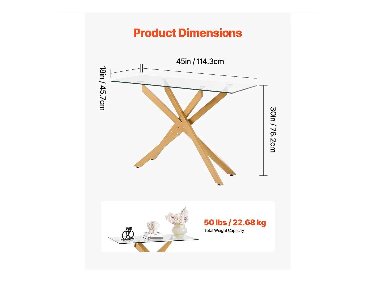 Table Basse SucceBuy en Verre Moderne, avec Plateau en Verre Trempé et Pieds Croisés en Métal, Équipée de Patins Réglables Antidérapants, Idéale pour le Salon