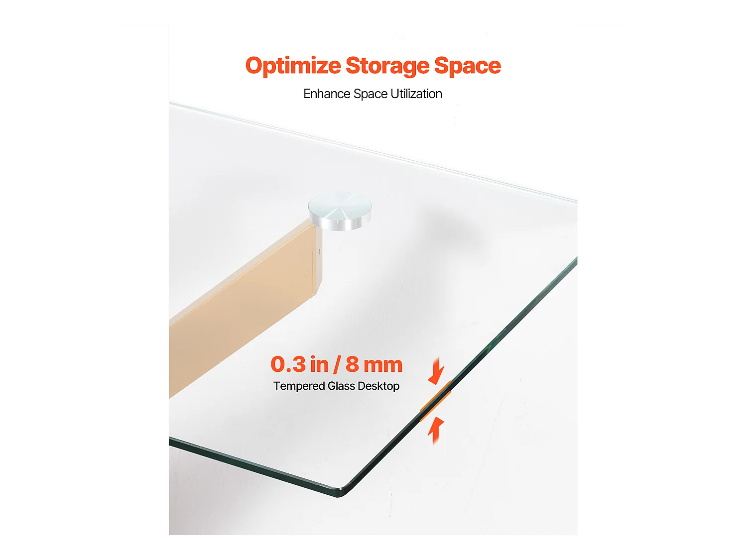 Couchtisch SucceBuy Modern aus Glas, mit Gehärteter Glasplatte und Kreuzbeinen aus Metall, Ausgestattet mit Verstellbaren Rutschfesten Füßen, Ideal für Wohnzimmer