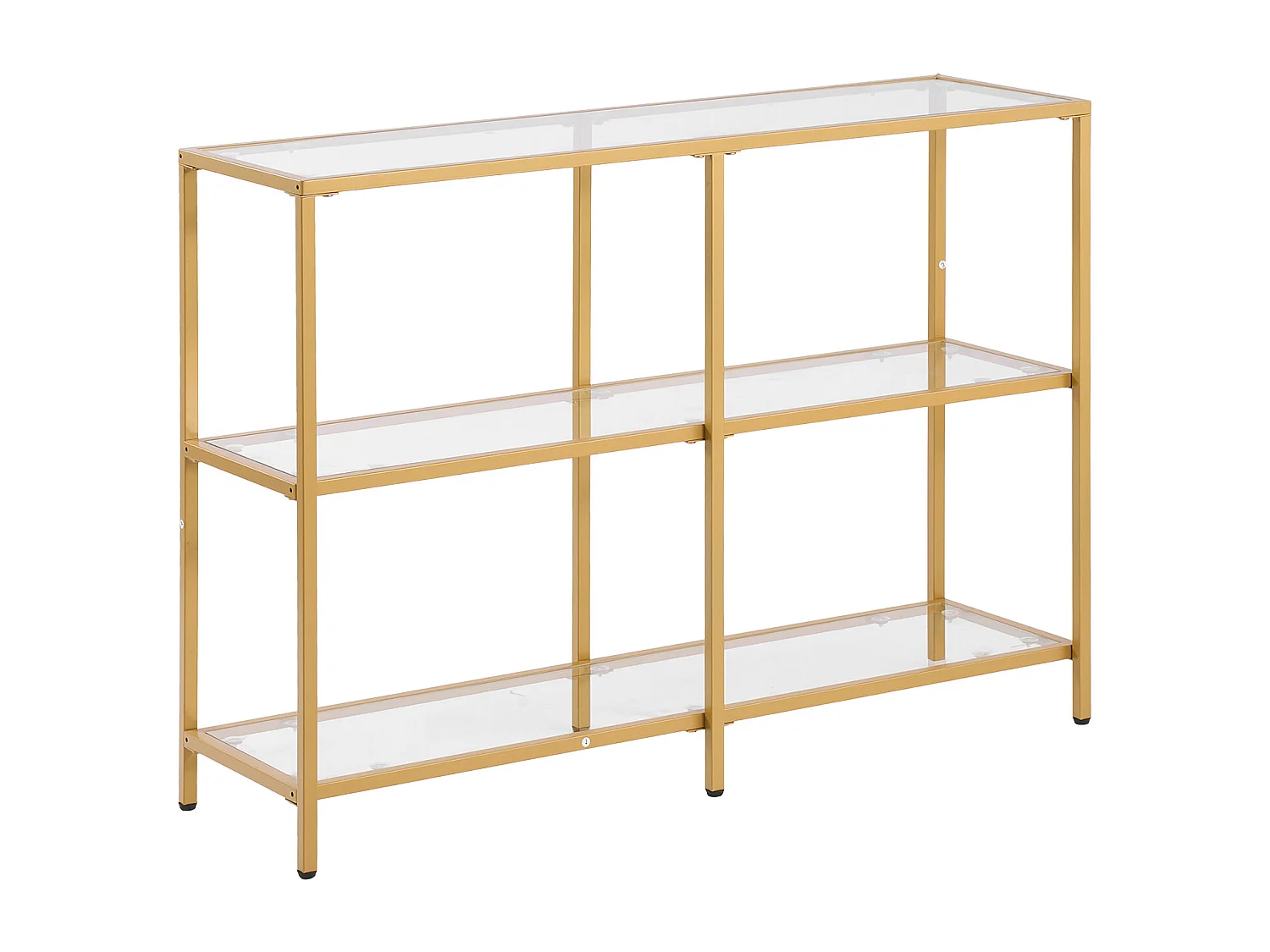 Tavolo Console SucceBuy in Vetro a 3 Livelli, Tavolino Rettangolare Moderno con Ripiani in Vetro Temperato, Struttura in Ferro, Ideale per Ingresso