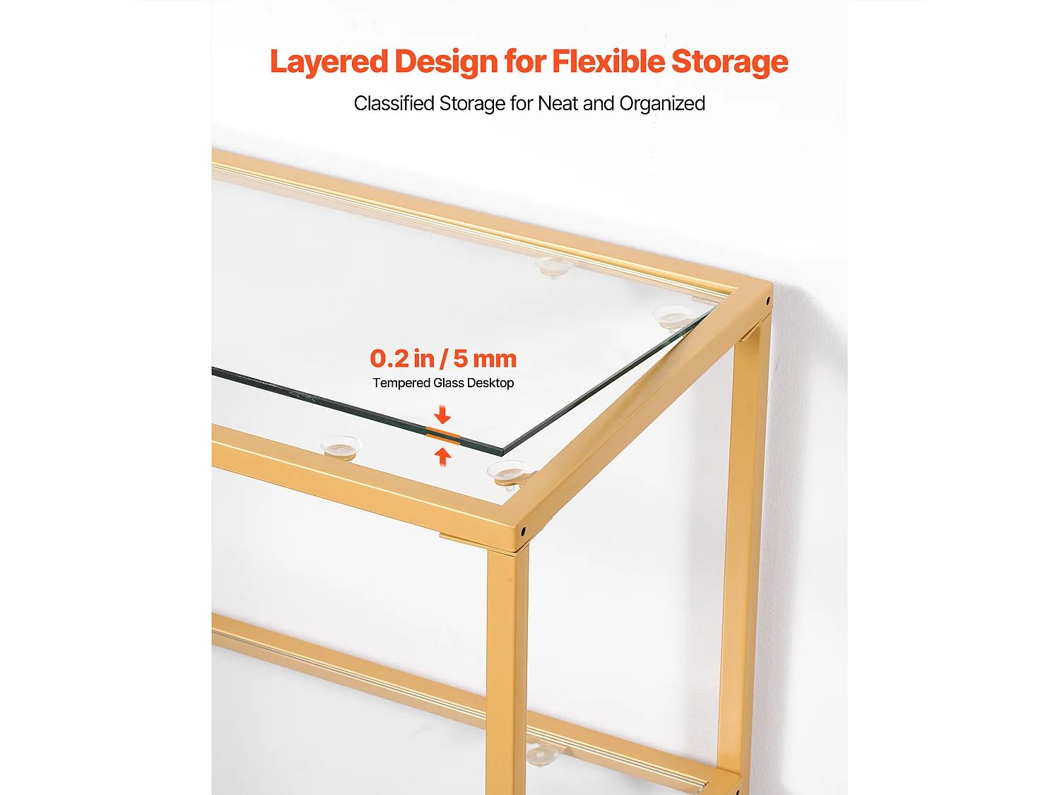 Tavolo Console SucceBuy in Vetro a 3 Livelli, Tavolino Rettangolare Moderno con Ripiani in Vetro Temperato, Struttura in Ferro, Ideale per Ingresso