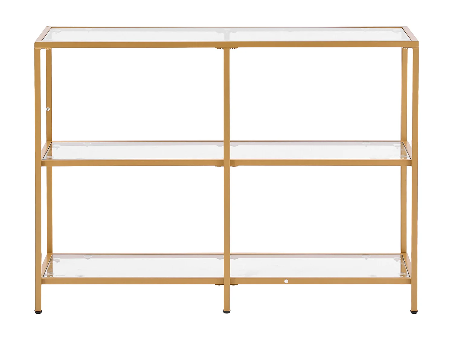 Tavolo Console SucceBuy in Vetro a 3 Livelli, Tavolino Rettangolare Moderno con Ripiani in Vetro Temperato, Struttura in Ferro, Ideale per Ingresso